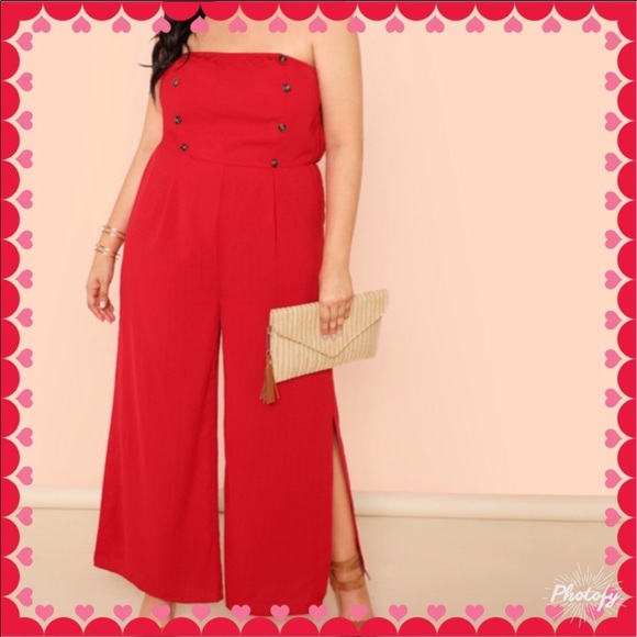NEW•2X-4X•ROSALIE RED ELEGANT JUMPSUIT - Picture 3 of 15